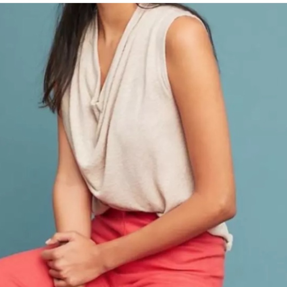 Anthropology Akemi & Kin M Beige sleeveless drape neck tank